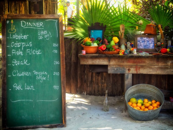 Beach restaurant. Tulum, Mexico.