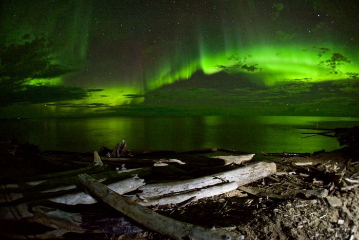 Driftwood aurora. Hay River, NWT.